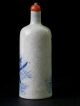 19th Chinese Blue & White Painted Porcelain Snuff Bottle Women Sampan Signed Snuff Bottles photo 7