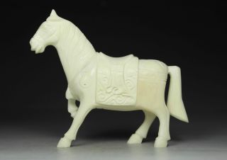 Chinese Old Bone Handwork Carving Horse Statue photo