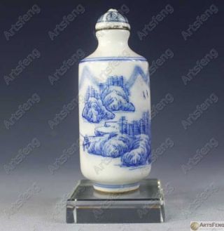 Sa558 Chinese Elegant Blue White Porcelain Snuff Bottle photo