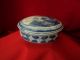 Old Chinese Blue And White Hand Painted Porcelain Covered Box,  Great Boxes photo 1