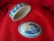 Old Chinese Blue And White Hand Painted Porcelain Covered Box,  Great Boxes photo 4