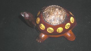 Antique Wood Turtle Compass / Oriental Rare L@@k photo