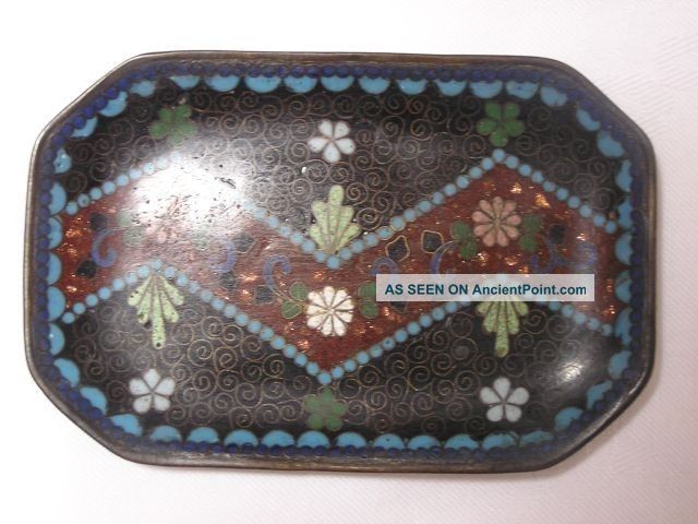 Small Antique Japanese Cloisonne Tray Floral Handmade 1880 - 1900 Nr 2975 Cloisonne photo