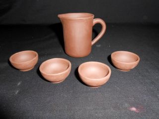 Interesting 19th Or 20th Century Chinese Yixing Jug & Four Small Bowls photo