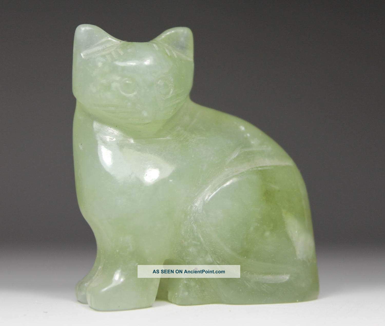Chinese Old Jade Wonderful Handwork Carving Lovely Cat Statue Uncategorized photo