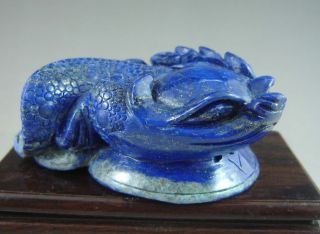 Rare Chinese Old Lapis Lazuli Carved Gold Toad Carving 380g photo