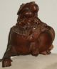 13.  3 Oz.  5x7 Wood Carved Chinese Man Sitting Riding On Ox Figurine Glass Eyes Buddha photo 3