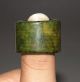 Ancient China Jade Chinese Hetian Deep Green Jade Hand - Carved Ring Other photo 1