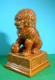 Vintage Jingdezhen Porcelain Rare Foo Dog On Pedestal C Mid 1900s U Foo Dogs photo 1