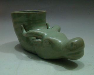 A Chinese Ru Yao Porcelain Wine Cup Decorative Ox Head Shape photo