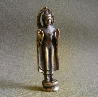 Holy Stand Buddha Good Luck Safety Charm Thai Amulet photo