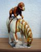 Antique Chinese Asian 18c Large Sancai Glazed Tang Horse W/ Monkey Rider Plates photo 7