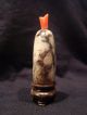Antique Chinese Carved White Jade & Coral Snuff Bottle Qing Dynasty 1750 - 1850 Snuff Bottles photo 5