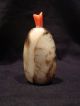 Antique Chinese Carved White Jade & Coral Snuff Bottle Qing Dynasty 1750 - 1850 Snuff Bottles photo 6