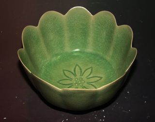 A Chinese Unusual Ru Yao Porcelain Lotus Flower Brush Pot photo
