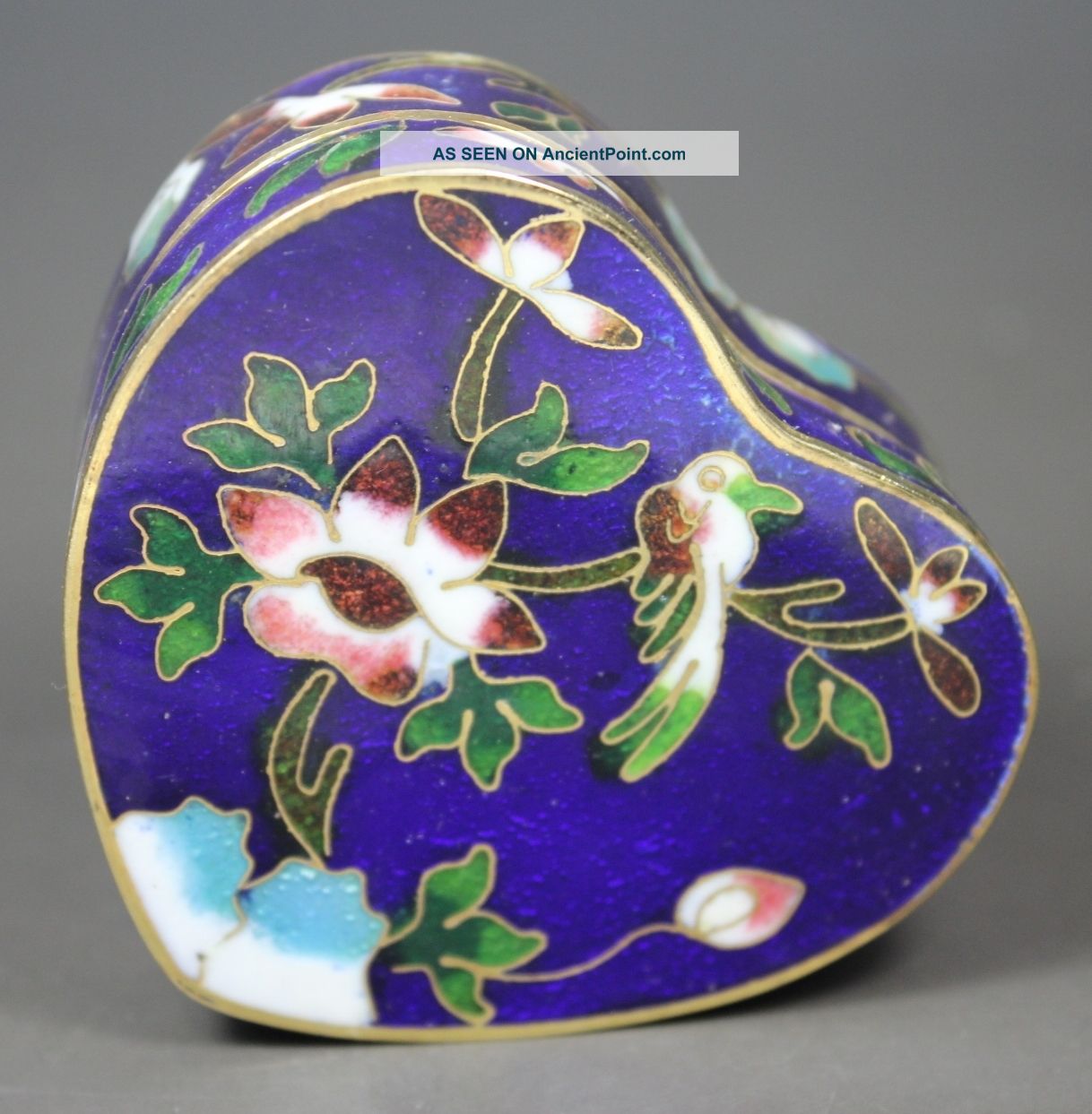 Chinese Handwork Painting Flower Old Cloisonne Jewel Box Cloisonne photo
