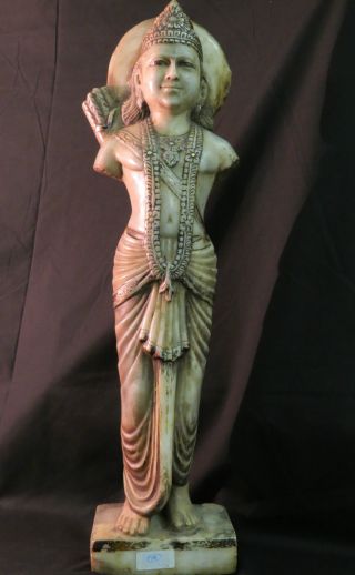 2 Ft Tall 19th C.  Hindu Marble Statue Of Lord Rama From India photo