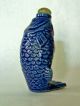 Antique Chinese Snuff Bottle,  Porcelain Blue Fish Snuff Bottles photo 1