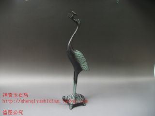 Js695 Rare,  Chinese Bronze Carved Crane Turtle photo