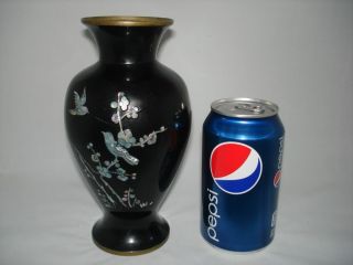 Japanese Antique Enamel On Brass Vase. photo