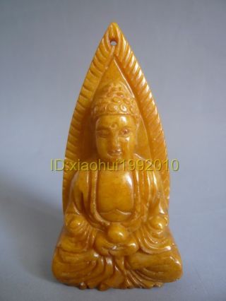China Jade Hand Carved Shakyamuni Amulet Pendant photo