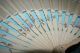 Antique Hand Painted & Carved Ox Bone Hand Fan 22 