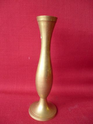 Antique / Vintage Indian Brass Single Stem Rose Vase photo