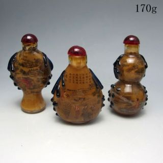 3pcs Chinese Inside Hand Painted Glass Snuff Bottle Nr/xb1861 photo