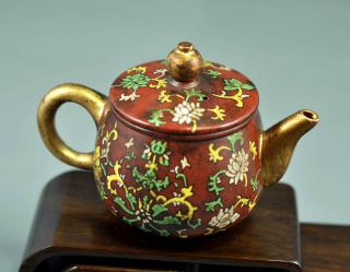 Chinese Old Handwork Cloisonne Red Sand Tea Pot photo