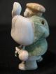 Japanese Polychrome Ox Bone Netsuke Carving Figure Old Man W.  Basket Netsuke photo 6