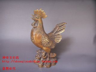 Js552 Rare,  Chinese Bronze Engraving Cock photo