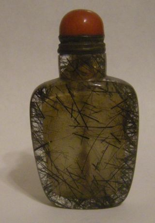 Antique Chinese Snuff Bottle,  Clear Quartz,  With 
