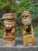 Set Of Small Ceramic Statues Of Temple Foo - Dogs Foo Dogs photo 3