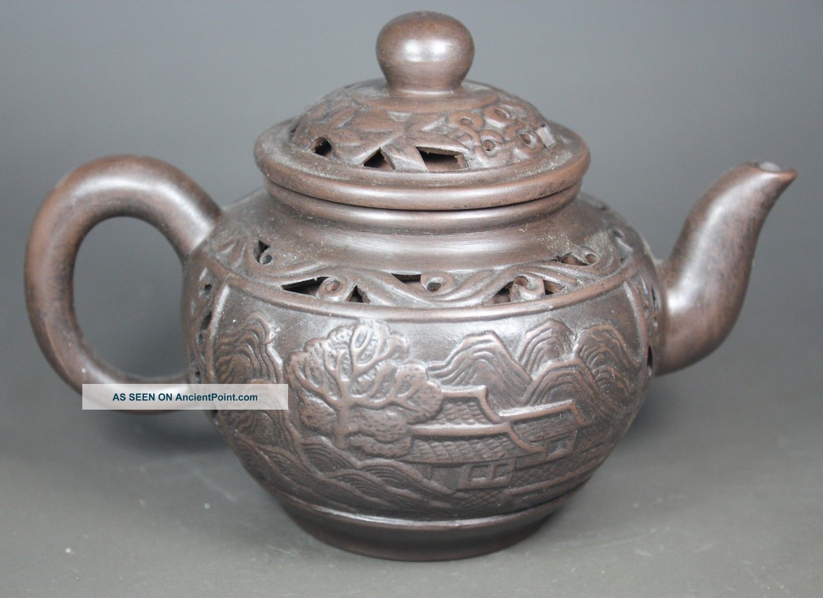 Oriental Vintage Purple Clay Handwork Landscape Hollow Out Tea Pot ☆☆☆☆☆ Pots photo