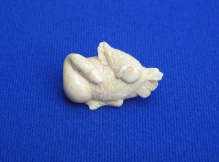 Fine Antique Japanese Carved Ox Bone Duck Or Swan Netsuke Signed photo