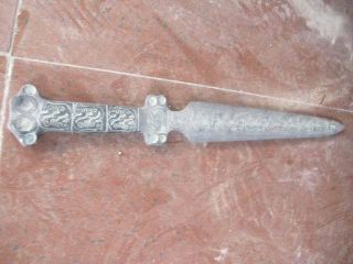 Chinese Bronze Old Sword Knife Exquisite Carved Handle&blade Fancy Heavy photo