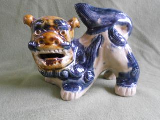 Porcelain Chinese Foo Dog In Blues & Grays ~ China photo