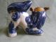 Porcelain Chinese Foo Dog In Blues & Grays ~ China Dogs photo 1