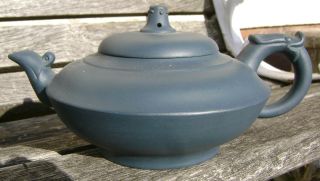 Antique Chinese Yixing Signed Blueware Teapot photo