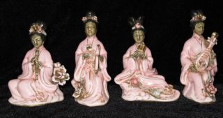 Chinese Rare Porcelain Statue 4 Music Belle Height 12cm Width 8.  8cm photo