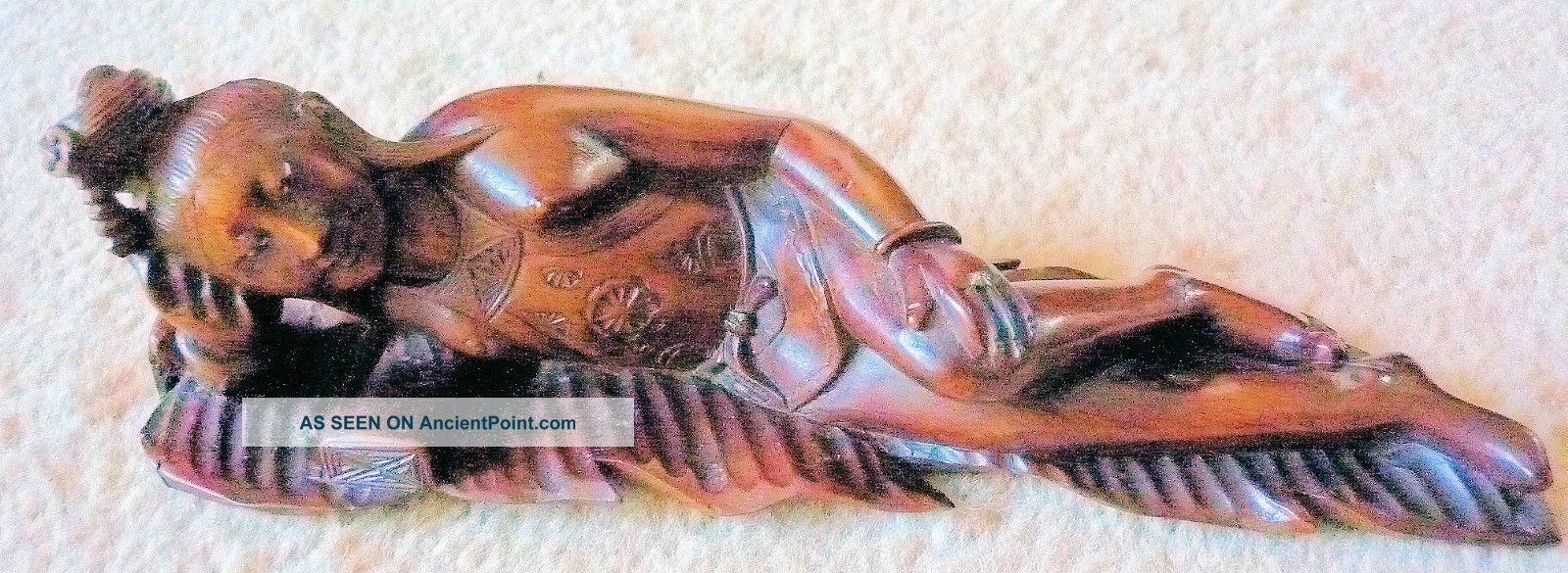 Oriental Lady Laying Down On A Leaf Rosewood 7.  25 