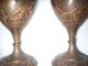 Set Of 2 Etched Brass Bud Vases - Marked H V India - Ruffled - Heavy & Solid India photo 6
