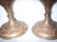 Set Of 2 Etched Brass Bud Vases - Marked H V India - Ruffled - Heavy & Solid India photo 7