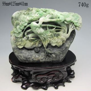 100% Natural Chinese Dushan Jade Hand - Carved Statue - - Crane Nr/pc1874 photo