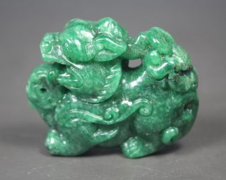 Chinese Handwork Carving Dragon Old Jade Statue photo
