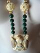 Antique Japanese Polychrome Carved Longevity Pendant On Malachite Necklace Other photo 3