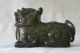 Charming Antique / Vintage Prosperity Foo Dog Made Of Green / Red Serpentine Foo Dogs photo 1