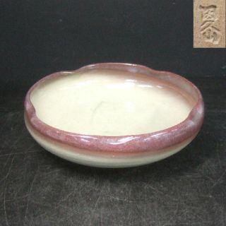 F288: Japanese Inkyuzan Pottery Ware Tea Thing Bowl Kashiki With Sign. photo
