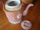Vintage Chinese Export Teapot With 2 Tea Cups In Hand Woven Double Handled Cozy Teapots photo 2