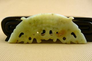 Chinese Classical Hand Carved Old Jade Pendant (double Dragon Coin) /10 - 002 photo